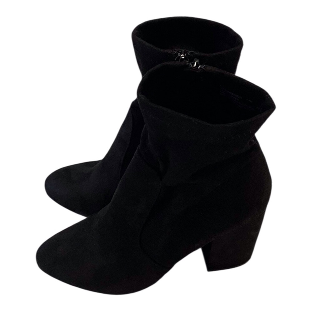 madeen girl Women's Black Textile Ankle Block Heels Boots,7.5M - Picture 2 of 12